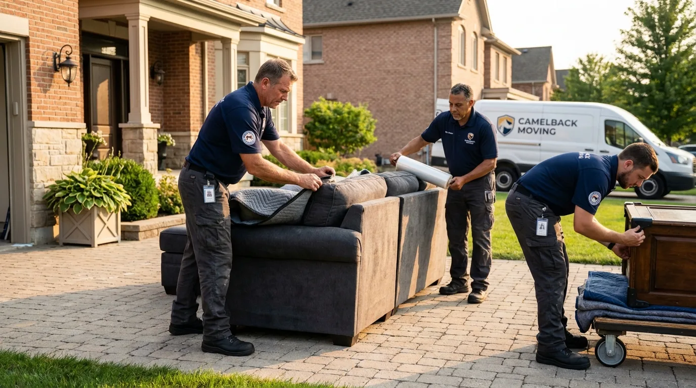 Large estate moving crew wrapping furniture in Jewett, TX